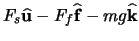 $\displaystyle F_{s} \ensuremath \mathbf{\widehat{u}} - F_{f} \ensuremath \mathbf{\widehat{f}} - mg \ensuremath \mathbf{\widehat{k}}$