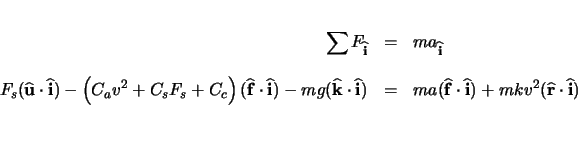 \begin{eqnarray*}
\sum F_{\ensuremath \mathbf{\widehat{i}}} & = & ma_{\ensurema...
...mathbf{\widehat{r}} \cdot \ensuremath \mathbf{\widehat{i}} ) \\
\end{eqnarray*}